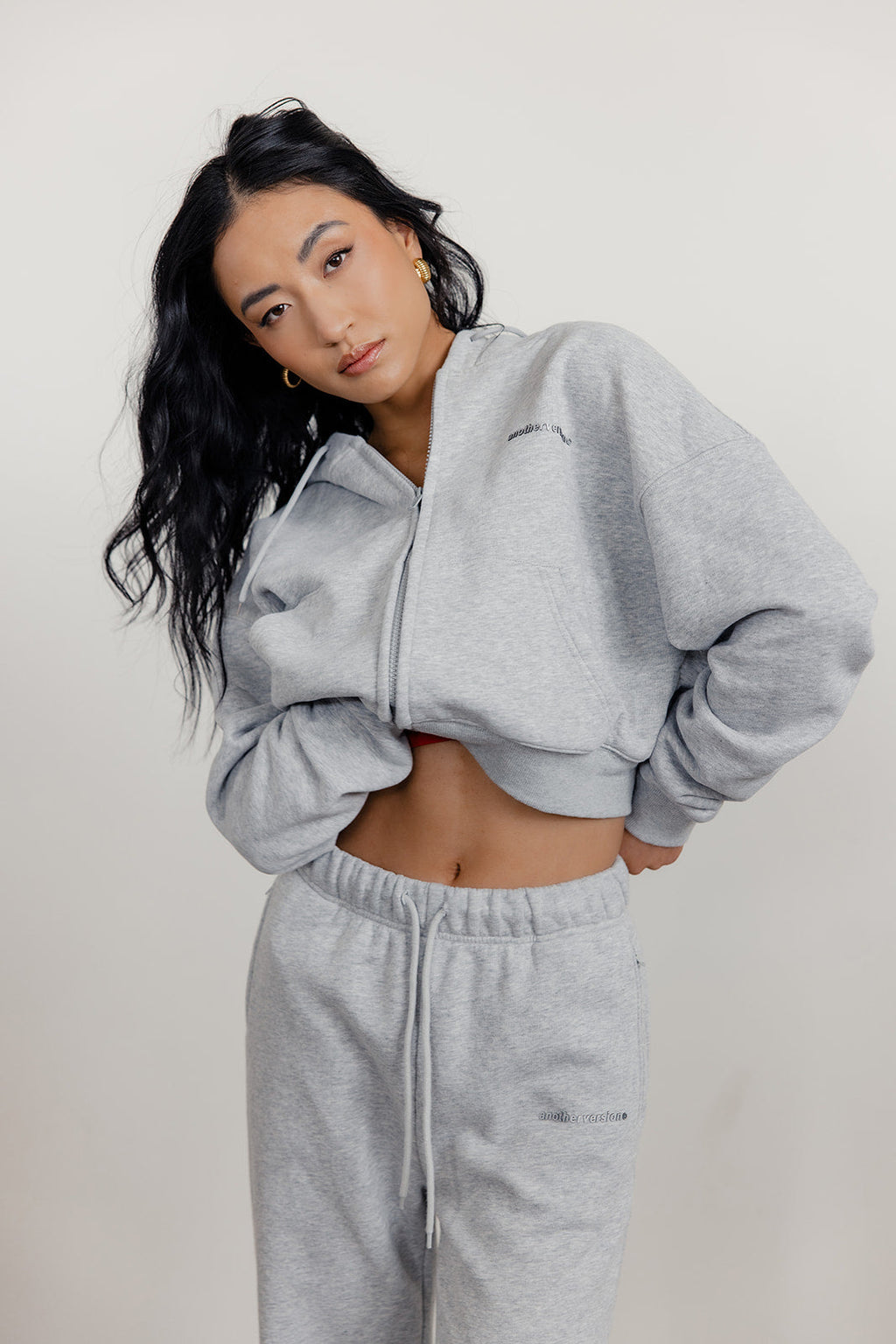 FLEECE FIT MINI FULL ZIP HOODIE - HEATHER GREY