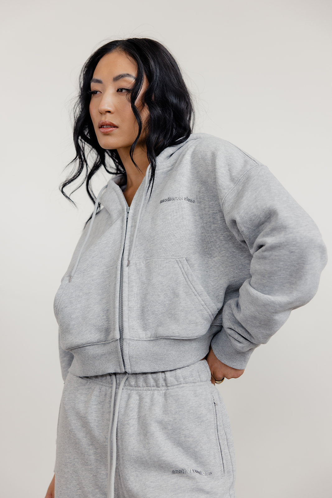 FLEECE FIT MINI FULL ZIP HOODIE - HEATHER GREY