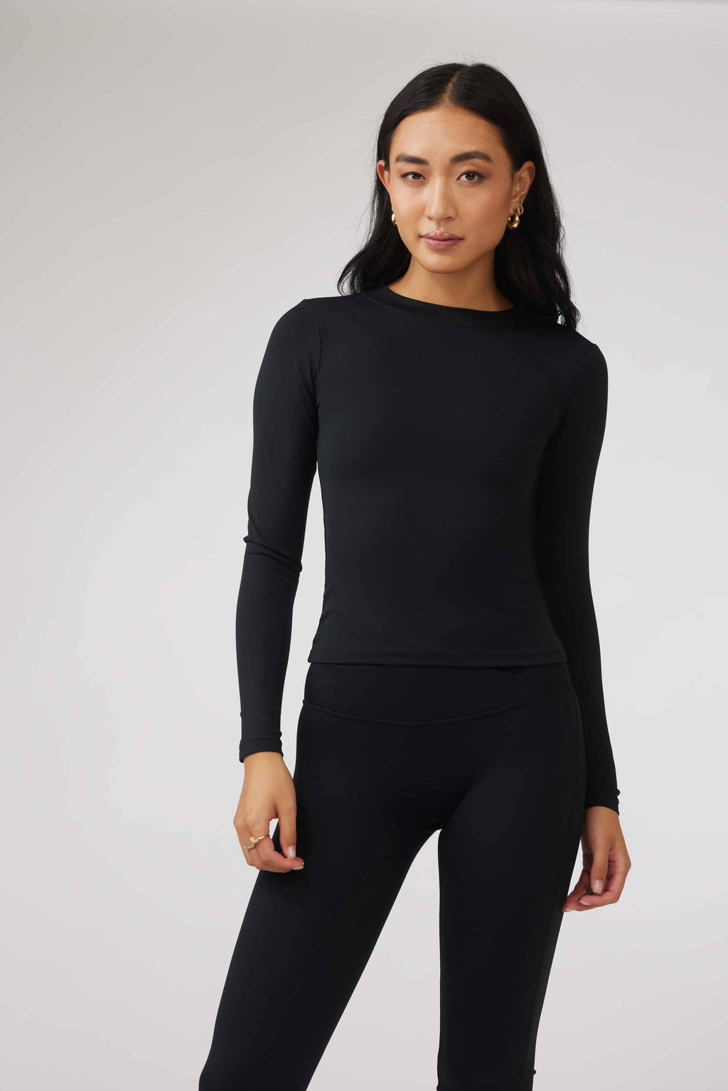 LONG SLEEVE SECOND SKIN TEE - BLACK