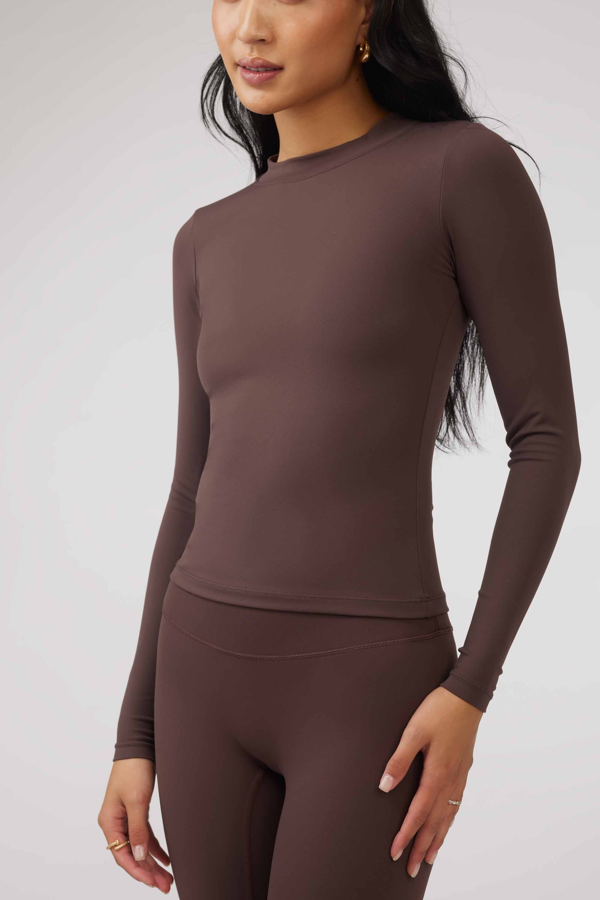 LONG SLEEVE SECOND SKIN TEE - BROWN