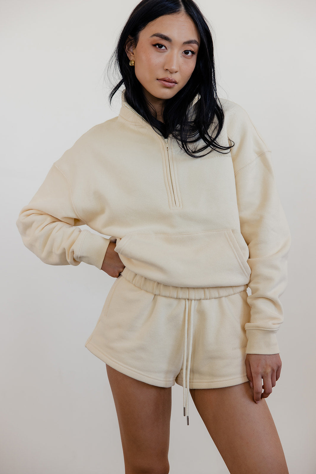 FLEECE FIT 1/2 ZIP SWEATER - BUTTER YELLOW