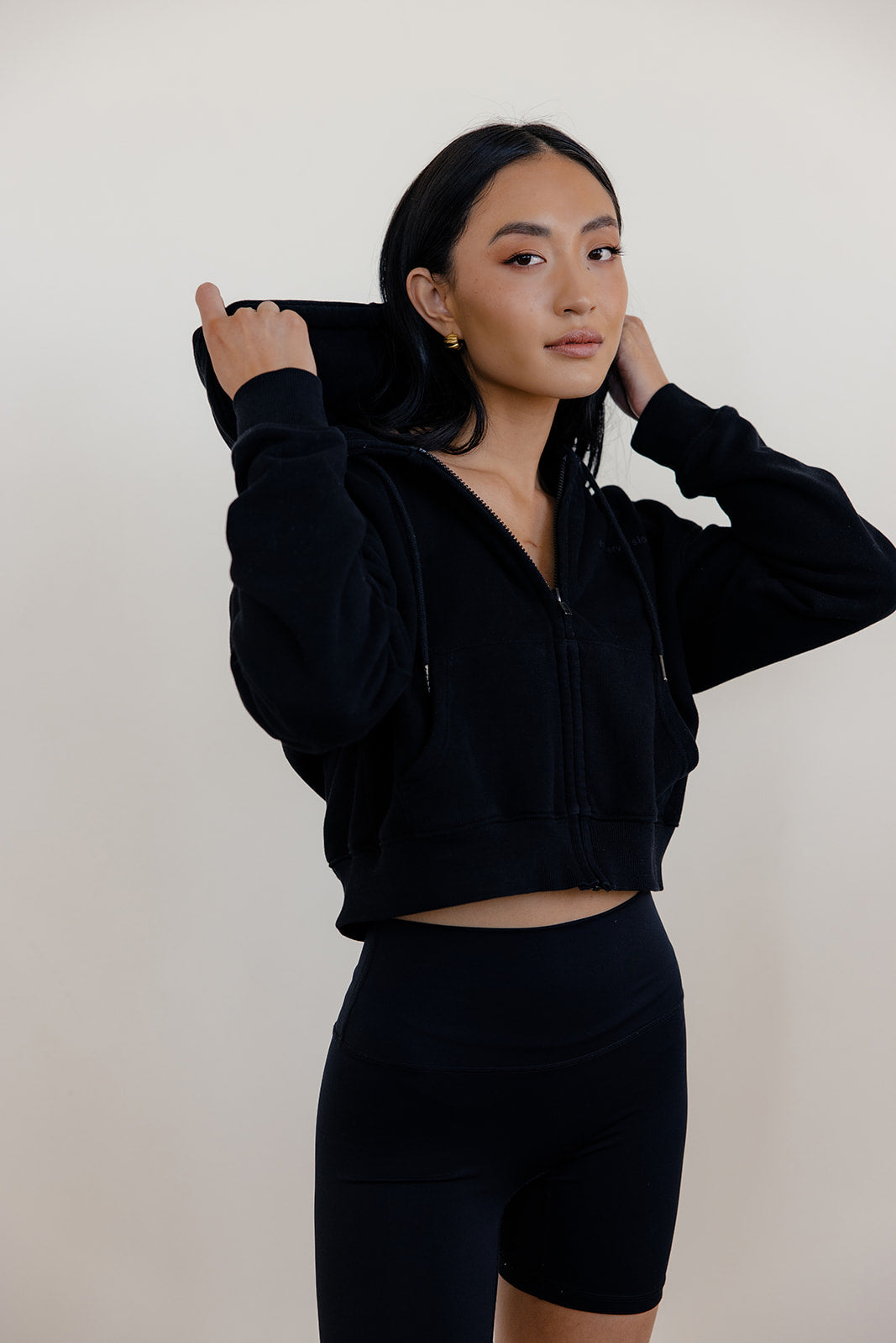 FLEECE FIT MINI FULL ZIP HOODIE - BLACK