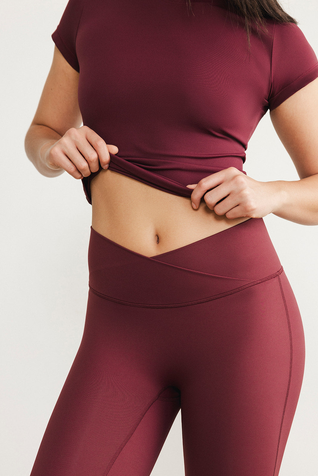 SECOND SKIN FIT FLARE LEGGINGS - MERLOT